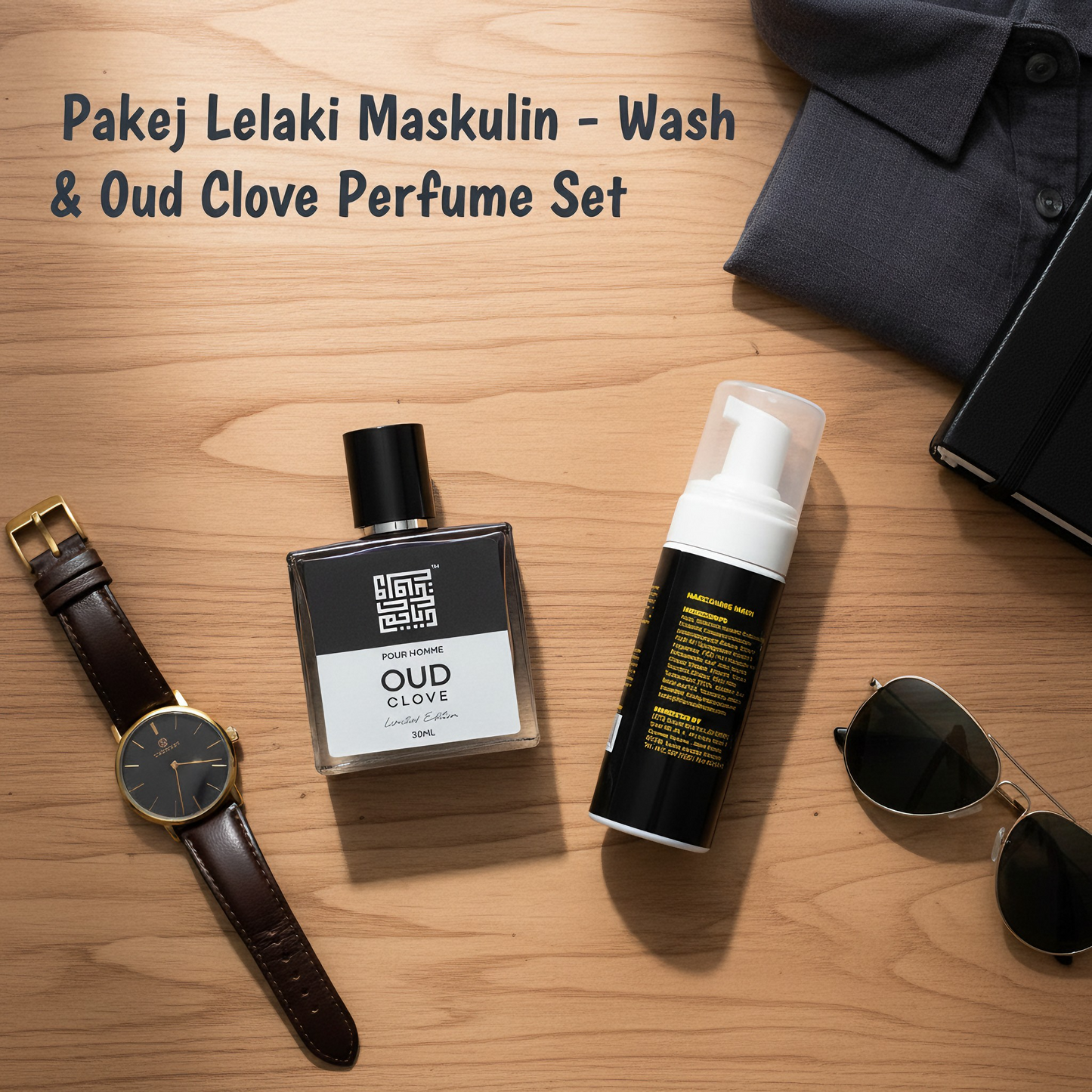 Bundle Penjagaan Lelaki – Masculine Wash 150ml + Pour Homme Oud Clove Perfume