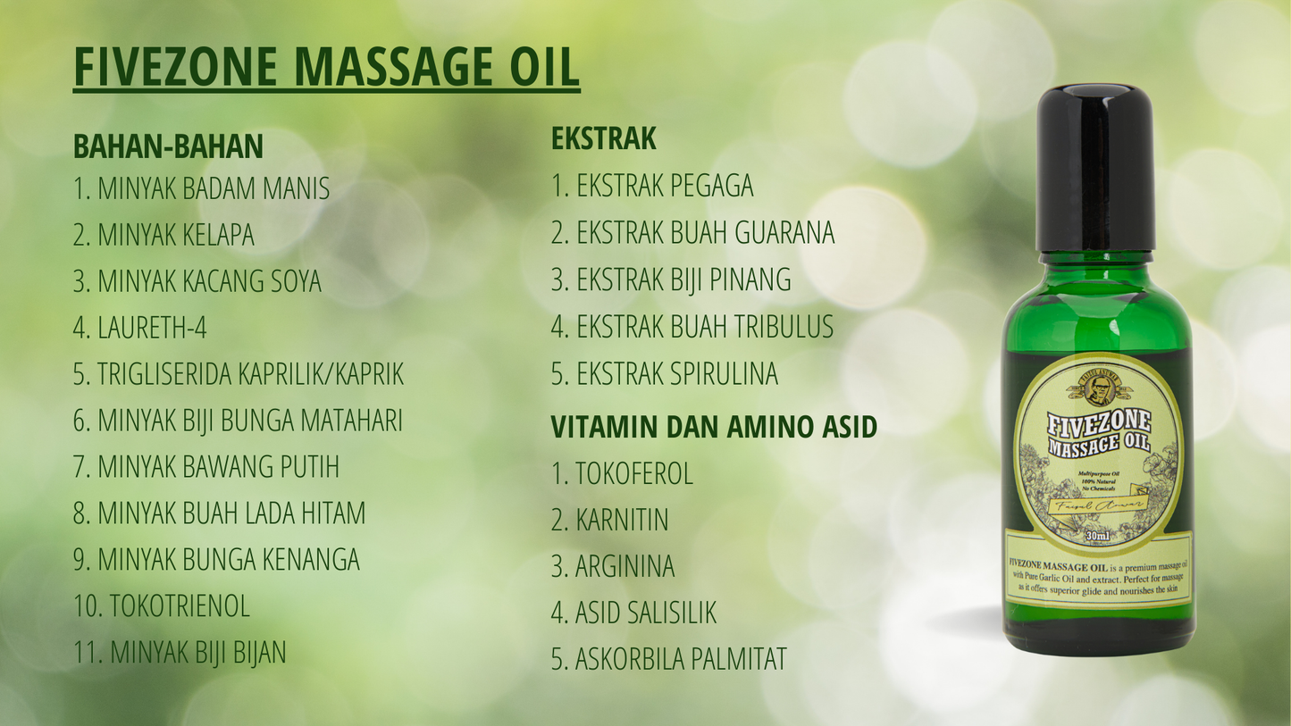 Fivezone Massage Oil – Rahsia dan Keistimewaan Minyak Bawang Putih Tunggal [Penghantaran Percuma]