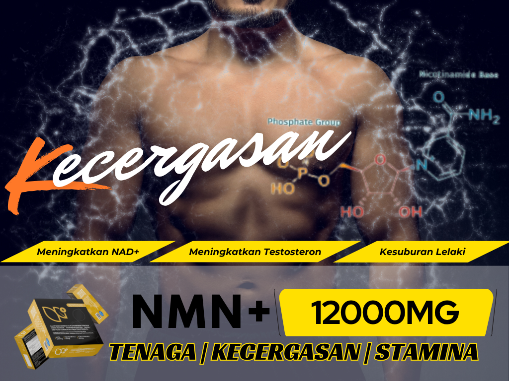NMN [12000mg] dengan Tongkat Ali & Tocotrienol - 2 Kotak (20 sachet)