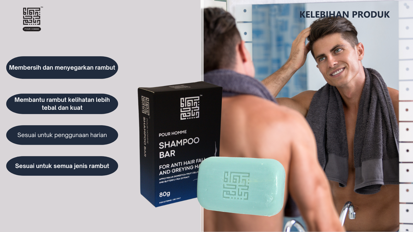 Pour Homme Syampu Soap Bar – Dengan Ekstrak Sel Stem Epal untuk Rambut Lelaki Sihat