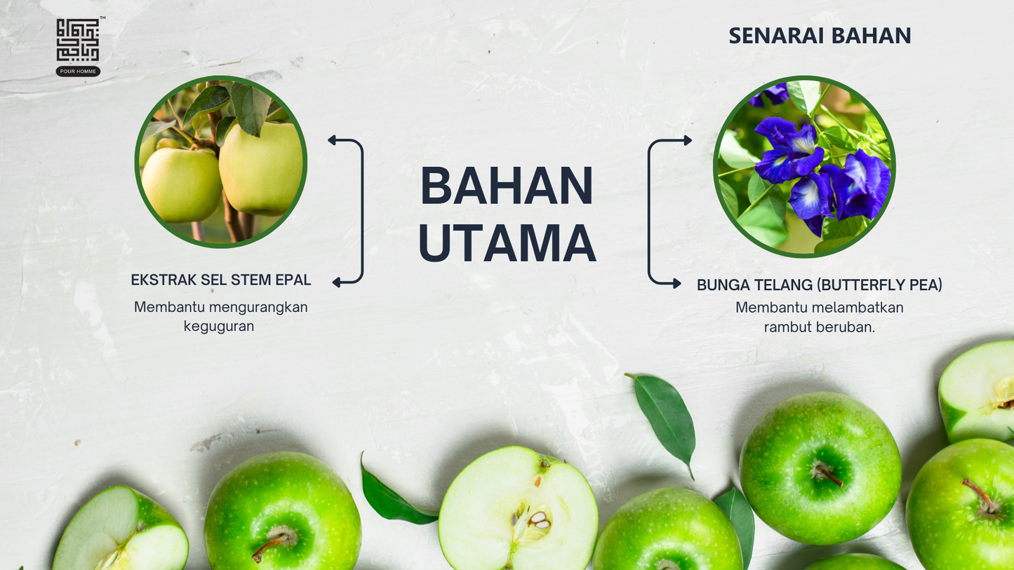 Pour Homme Syampu Soap Bar – Dengan Ekstrak Sel Stem Epal untuk Rambut Lelaki Sihat