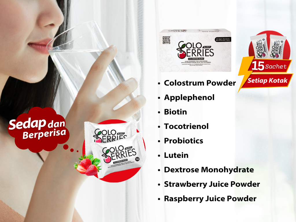 Coloberies Burst - Coloberies Burst - Campuran Jus Strawberi dengan Colostrum, Biotin dan Tocotrienol [1 kotak]