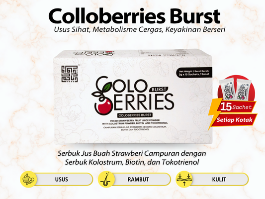 Coloberies Burst - Campuran Jus Strawberi dengan Colostrum, Biotin dan Tocotrienol  [3 + 1 box / 60 sachets]