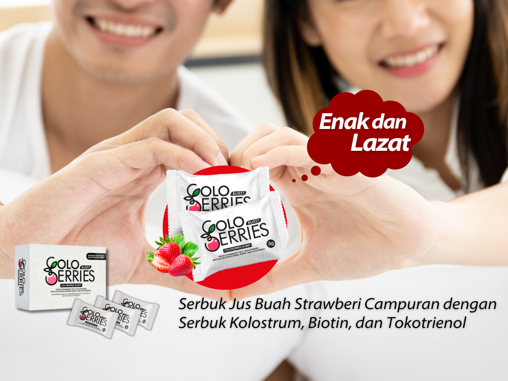 Coloberies Burst - Campuran Jus Strawberi dengan Colostrum, Biotin dan Tocotrienol  [3 + 1 box / 60 sachets]